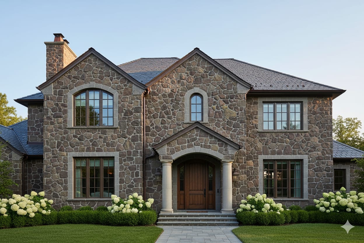 Anthracite Kültür Taşı Villa Dış Cephe Kaplama Siyah Taş Modeli